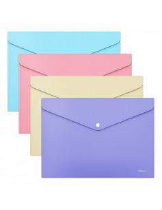 SOBRE BROCHE POLIPROPILENO OPACO A4 MATT PASTEL COLORES SURTIDOS ERICH KRAUSE 50322