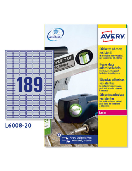 CAJA 20 HOJAS ETIQUETAS POLIESTER PLATA 25