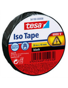 ROLLO CINTA AISLANTE PVC 19MMX20METROS NEGRA TESA 56190-00008-22