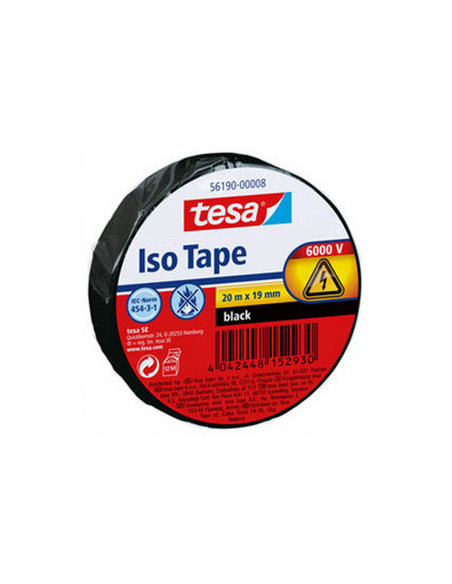 ROLLO CINTA AISLANTE PVC 19MMX20METROS NEGRA TESA 56190-00008-22