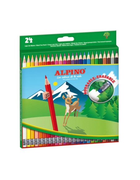 ESTUCHE 24 LÁPICES DE COLORES BORRABLES ALPINO AL013658