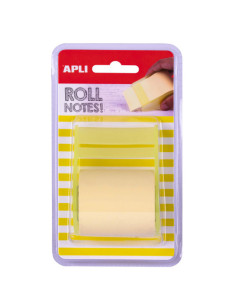 ROLLO DISPENSADOR DE NOTA ADHESIVA 50 MM X 8 M COLOR AMARILLO PASTEL APLI 18190