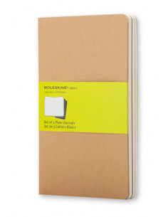 SET DE 3 LIBRETAS CAHIER MARRON KRAFT L (13X21CM) LISAS MOLESKINE QP418