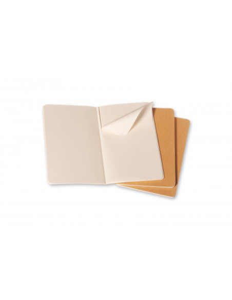 SET DE 3 LIBRETAS CAHIER MARRON KRAFT L (13X21CM) LISAS MOLESKINE QP418