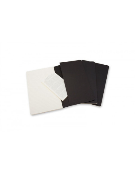 SET DE 3 LIBRETAS CAHIER NEGRAS L (13X21CM) RAYAS MOLESKINE QP316