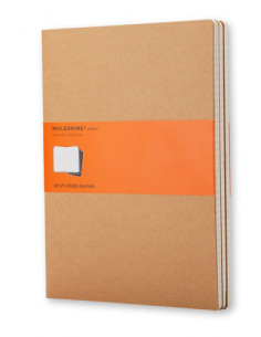 SET DE 3 LIBRETAS CAHIER MARRÓN KRAFT L (13X21CM) RAYAS MOLESKINE QP416