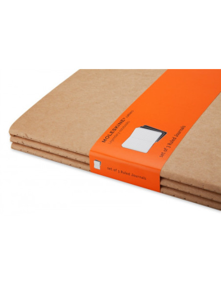 SET DE 3 LIBRETAS CAHIER MARRÓN KRAFT L (13X21CM) RAYAS MOLESKINE QP416