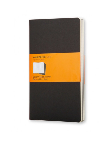 SET DE 3 LIBRETAS CAHIER NEGRAS P (9X14CM) RAYAS MOLESKINE QP311