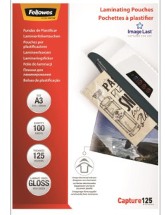 PACK 100 BOLSAS PLASTIFICACION 125 MICRAS A3 303X426 FELLOWES 5307506