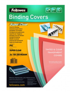 PACK 100 PORTADAS PVC TRANSPARENTE CRISTAL 150 MICRAS A4 FELLOWES 5376001