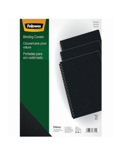 PACK 100 PORTADAS PVC OPACO NEGRO 180 MICRAS A4 FELLOWES 5100301
