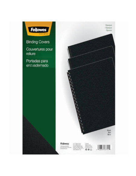 PACK 100 PORTADAS PVC OPACO NEGRO 180 MICRAS A4 FELLOWES 5100301