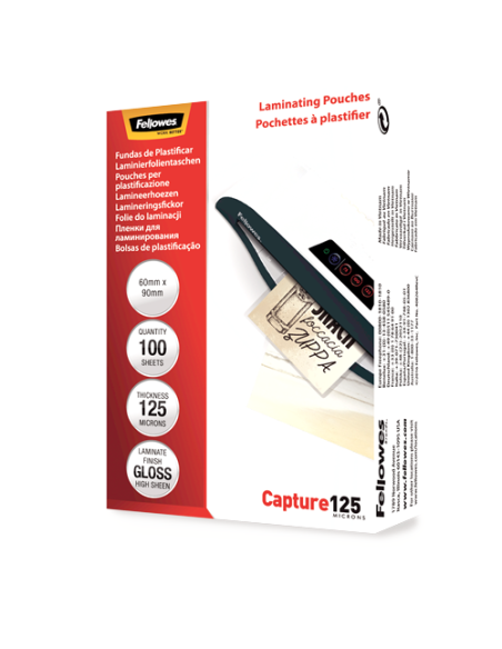 PACK 100 BOLSAS PLASTIFICACION 60X90 125 MICRAS FELLOWES 5397402