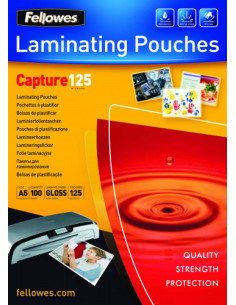 PACK 100 BOLSAS PLASTIFICACION 154X216 125 MICRAS A5 FELLOWES 5307302