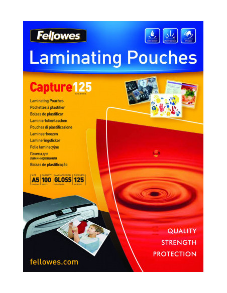 PACK 100 BOLSAS PLASTIFICACION 154X216 125 MICRAS A5 FELLOWES 5307302