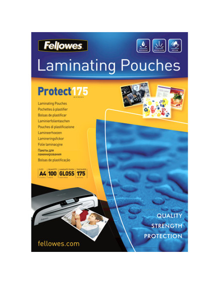 PACK 100 BOLSAS PLASTIFICACION 216X303 175 MICRAS A4 FELLOWES 5308703