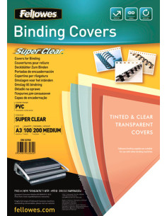 PACK 100 PORTADAS PVC TRANSPARENTE A3 200 MICRAS CRISTAL FELLOWES 53764