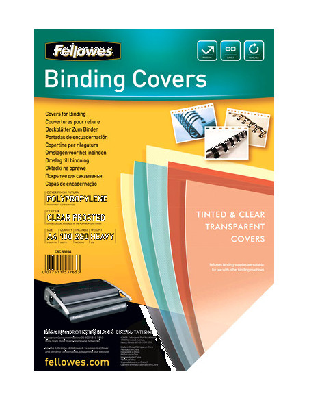 PACK 100 PORTADAS POLIPROPILENO 280 MICRAS TRANSLÚCIDO FELLOWES 5376503