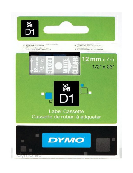 CINTA ROTULADORA D1 12MMX7M BLANCO/TRANSPARENTE DYMO S0720600