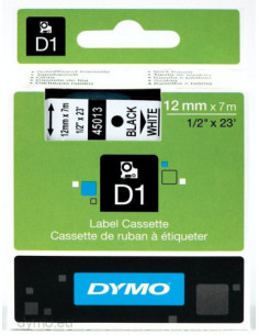 CINTA ROTULADORA D1 12MMX7M NEGRO/BLANCO DYMO S0720530