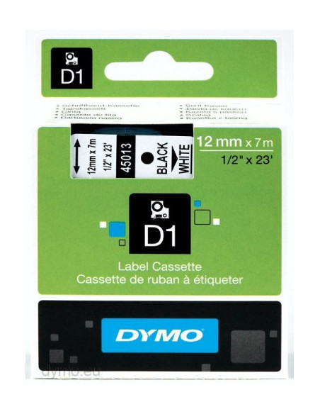 CINTA ROTULADORA D1 12MMX7M NEGRO/BLANCO DYMO S0720530