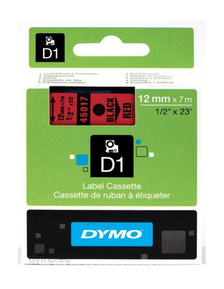 CINTA ROTULADORA D1 12MMX7M NEGRO/ROJO DYMO S0720570