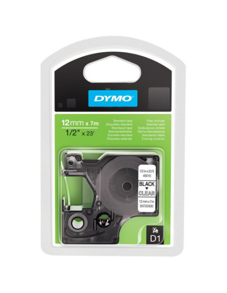 CINTA ROTULADORA D1 12MMX7M NEGRO/TRANSPARENTE DYMO S0720500
