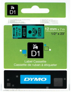 CINTA ROTULADORA D1 12MMX7M NEGRO/VERDE DYMO S0720590