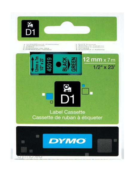 CINTA ROTULADORA D1 12MMX7M NEGRO/VERDE DYMO S0720590
