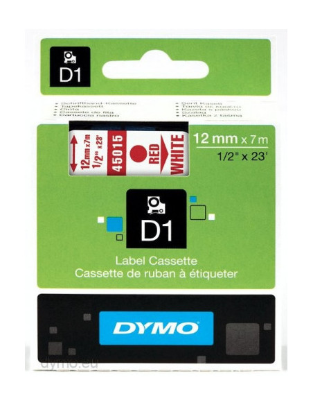 CINTA ROTULADORA D1 12MMX7M ROJO/BLANCO DYMO S0720550