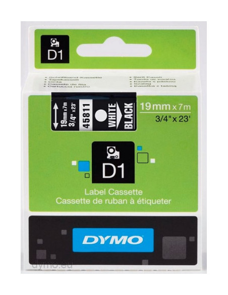CINTA ROTULADORA D1 19MMX7M BLANCO/NEGRO DYMO S0720910