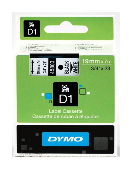 CINTA ROTULADORA D1 19MMX7M NEGRO/BLANCO DYMO S0720830