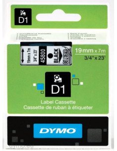CINTA ROTULADORA D1 19MMX7M NEGRO/TRANSPARENTE DYMO S0720820