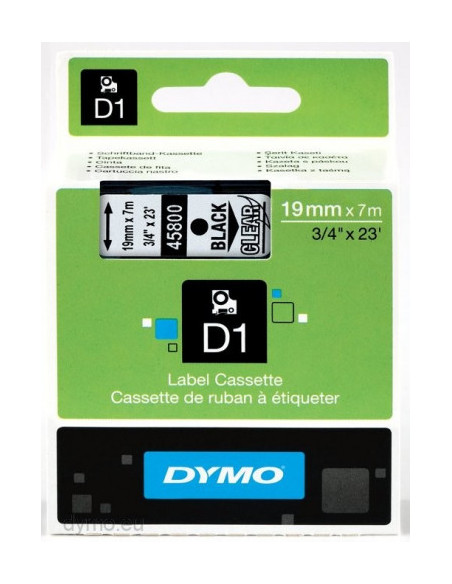 CINTA ROTULADORA D1 19MMX7M NEGRO/TRANSPARENTE DYMO S0720820