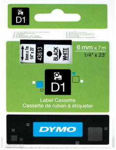 CINTA ROTULADORA D1 6MMX7M NEGRO/BLANCO DYMO S0720780