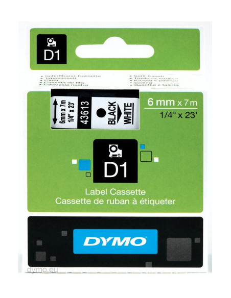 CINTA ROTULADORA D1 6MMX7M NEGRO/BLANCO DYMO S0720780