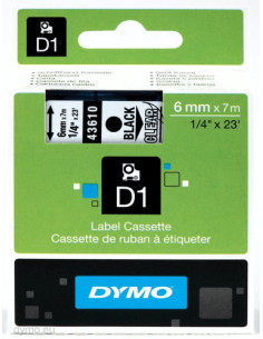 CINTA ROTULADORA D1 6MMX7M NEGRO/TRANSPARENTE DYMO S0720770