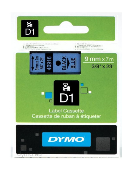 CINTA ROTULADORA D1 9MMX7M NEGRO/AZUL DYMO S0720710