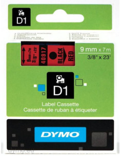 CINTA ROTULADORA D1 9MMX7M NEGRO/ROJO DYMO S0720720