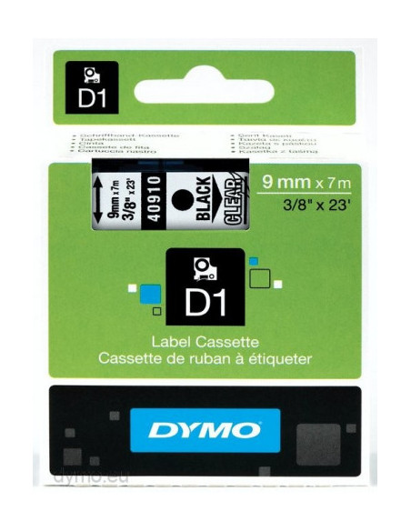 CINTA ROTULADORA D1 9MMX7M NEGRO/TRANSPARENTE DYMO S0720670
