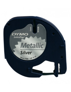 CINTA ROTULADORA LETRATAG 12MMX4M NEGRO/PLATA DYMO S0721730