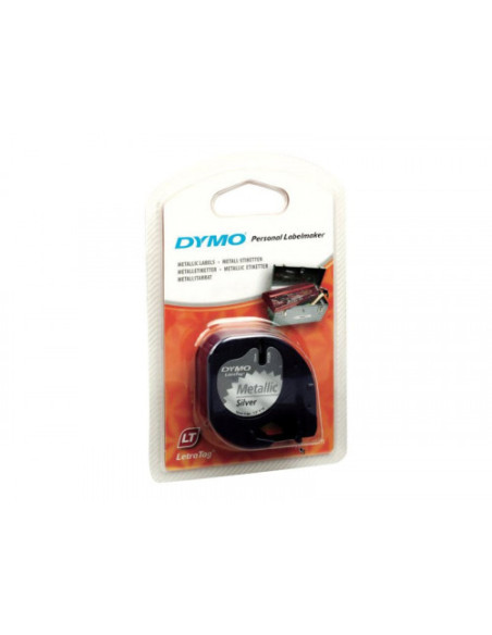CINTA ROTULADORA DYMO LETRATAG 12MMX4M NEGRO/PLATA  S0721730