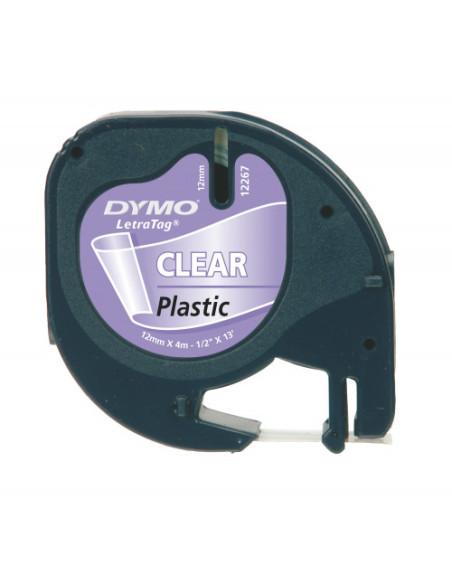 CINTA ROTULADORA DYMO LETRATAG 12MMX4M NEGRO/TRANSPARENTE  S0721530