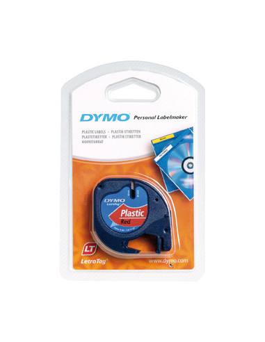 CINTA ROTULADORA LETRATAG 12MMX4M NEGRO/ROJO DYMO S0721630
