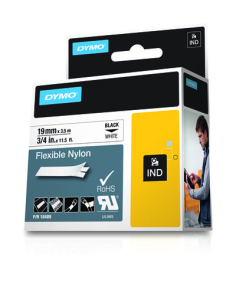 CINTA ROTULADORA RHINOPRO NYLON 19MMX3.5M NEGRO/BLANCO DYMO 18489 2