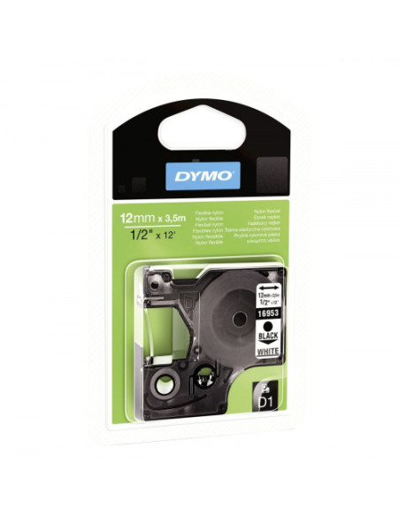 CINTA ROTULADORA D1 12MMX3.5M NYLON NEGRO/BLANCO DYMO S0718040