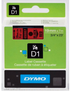 CINTA ROTULADORA D1 19MMX7M NEGRO/ROJO DYMO S0720870