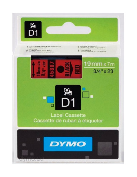 CINTA ROTULADORA D1 19MMX7M NEGRO/ROJO DYMO S0720870