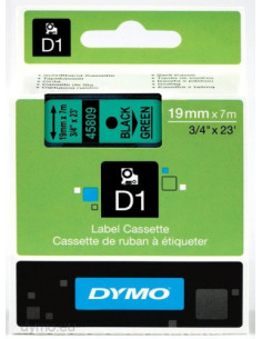 CINTA ROTULADORA D1 19MMX7M NEGRO/VERDE DYMO S0720890