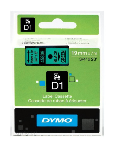 CINTA ROTULADORA D1 19MMX7M NEGRO/VERDE DYMO S0720890